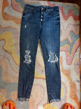 Universal Thread Women's Dark Blue Distressed Skinny Jeans